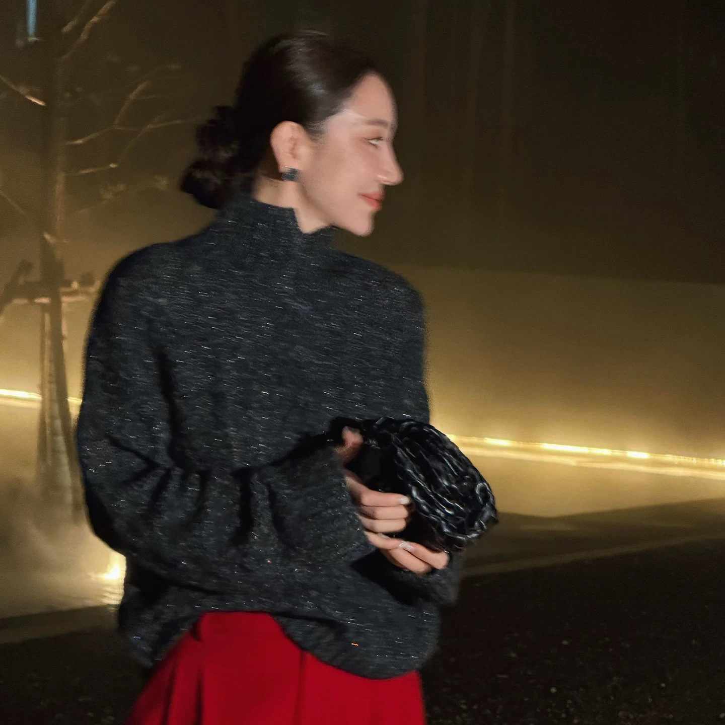 質感灰閃閃亮片高領針織毛衣-S-M (Elegant & Love)