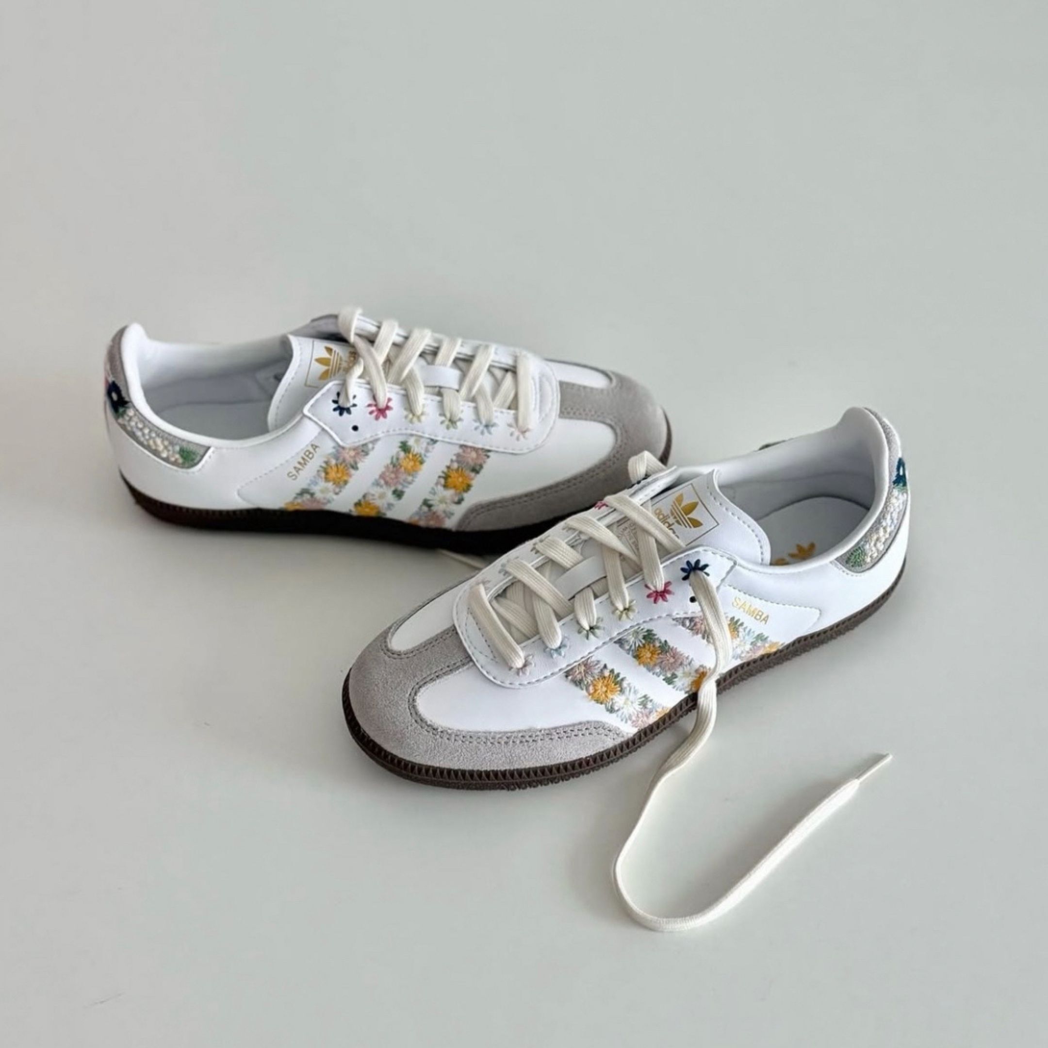 NICEDAY 代購 Adidas Samba OG Flower 花 刺繡 花卉 清新 日系 白色 HQ5155