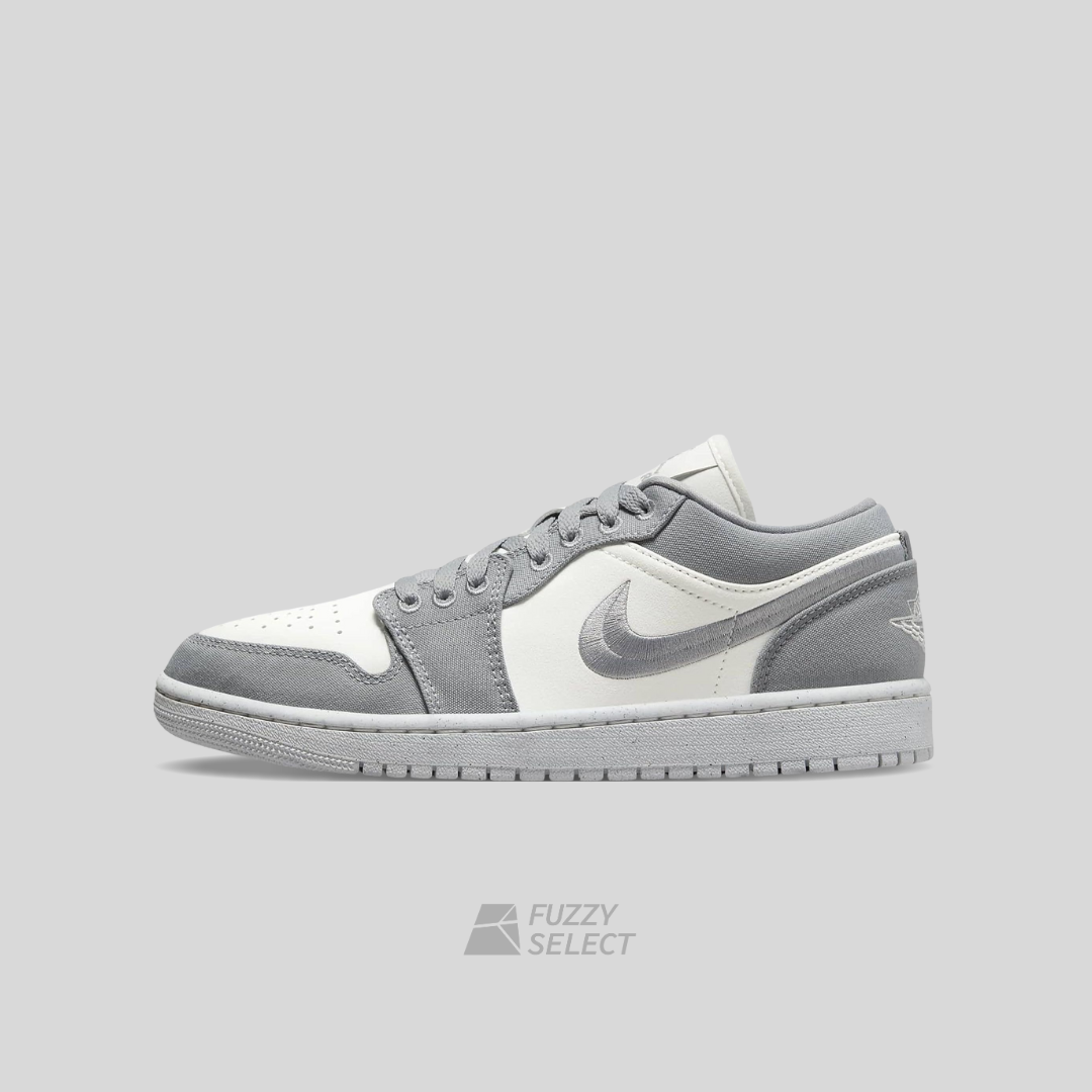 【逢甲 FUZZY】W Air Jordan 1 Low "Light Steel Grey" 帆布 刺繡 灰白 DV0426-012