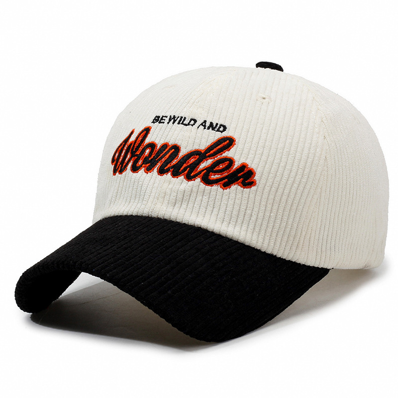 Corduroy Letter Patchwork Baseball Cap