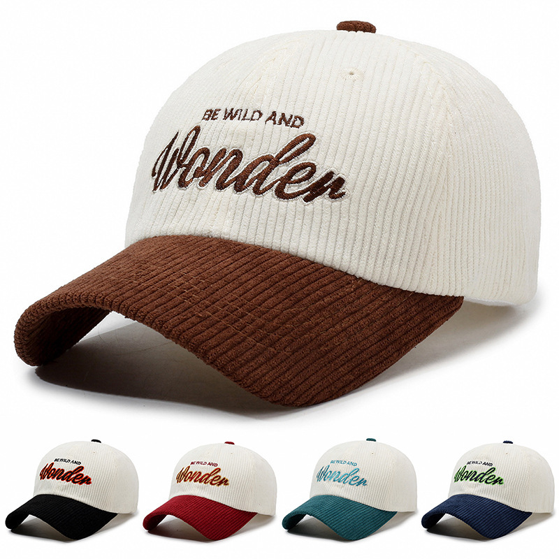 Corduroy Letter Patchwork Baseball Cap