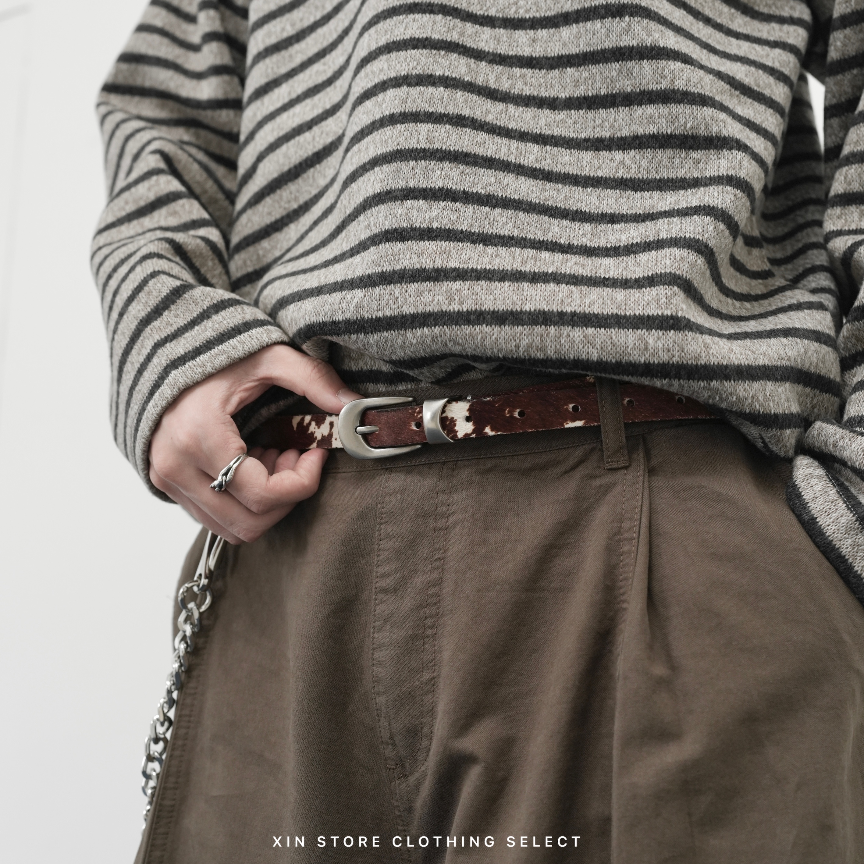 <超牛逼🐮>XIN SELECT 乳牛 馬毛 動物紋 腰帶 皮帶 兩色