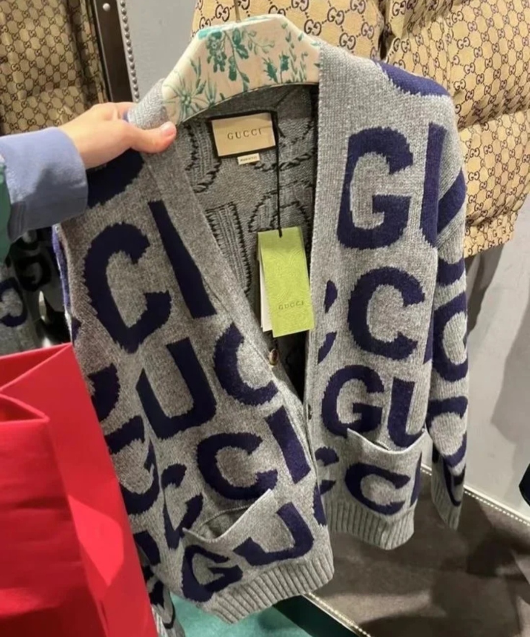 GG 灰色 針織 GG logo 外套