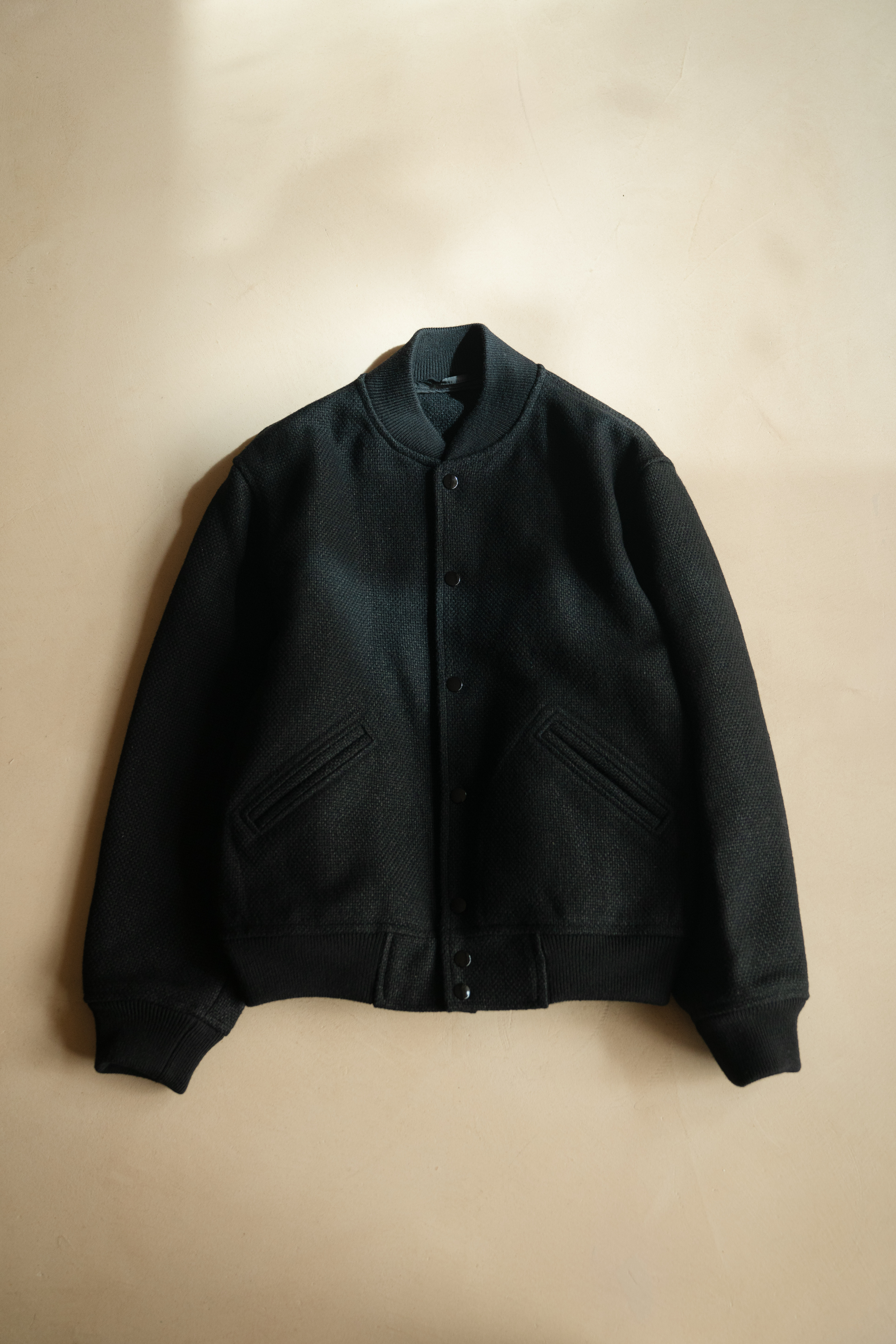 HERILL CASHMERE LINENMAT VARSITY JACKET