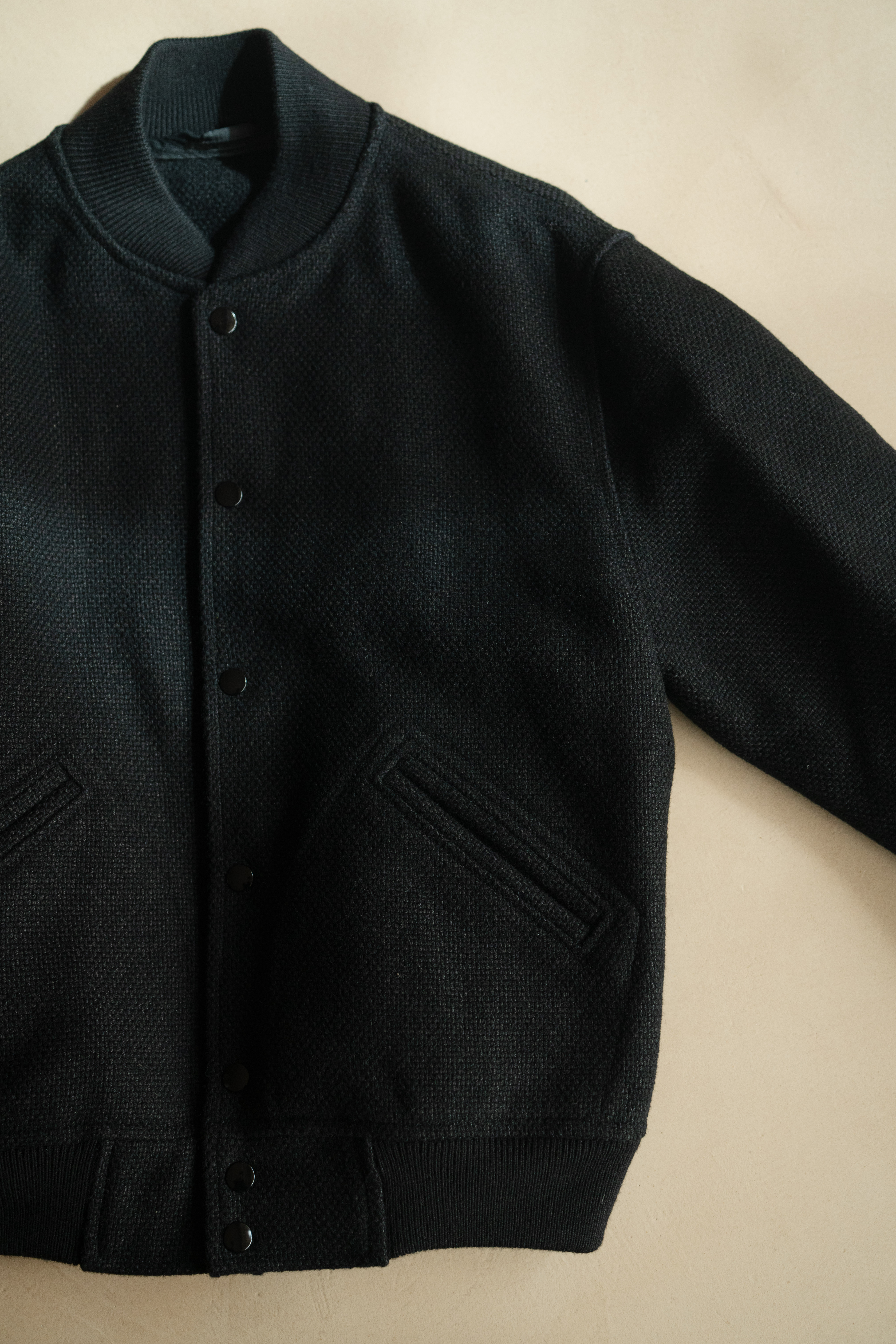 HERILL CASHMERE LINENMAT VARSITY JACKET