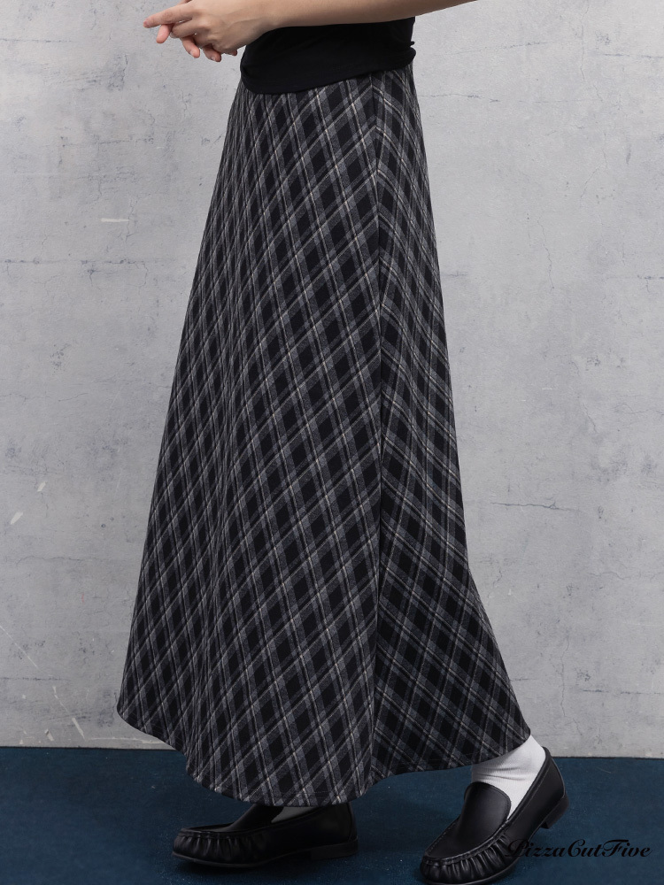 經典格紋散擺長裙 PizzaCutFive PCF253492040