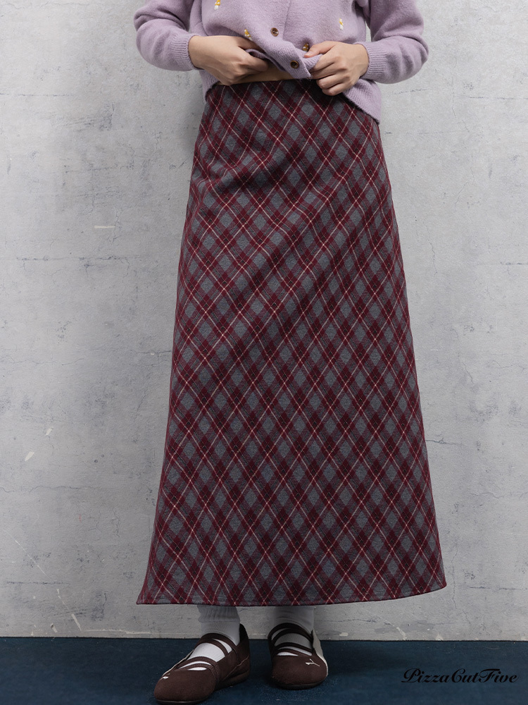經典格紋散擺長裙 PizzaCutFive PCF253492040