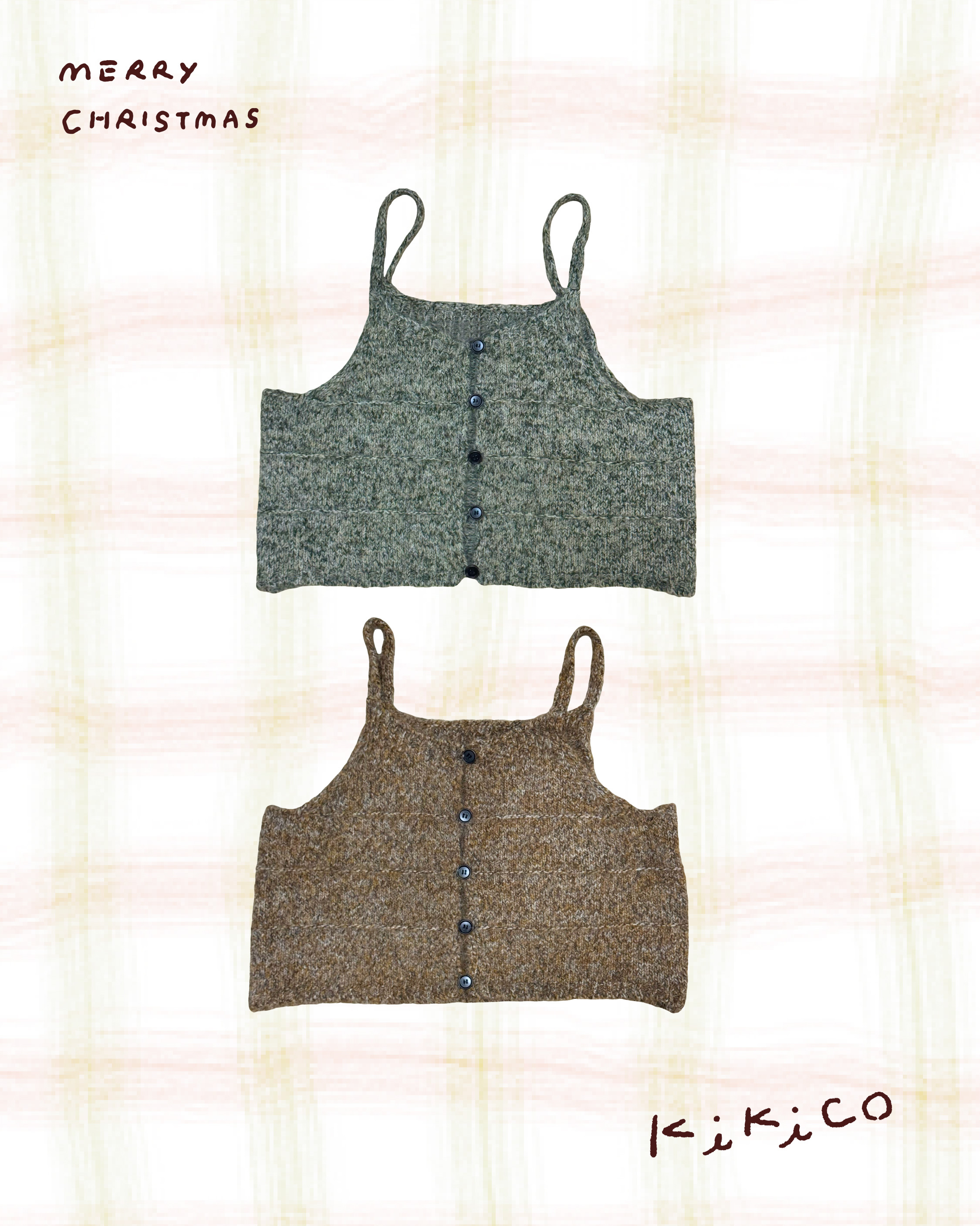 混色毛冷吊帶背心外搭