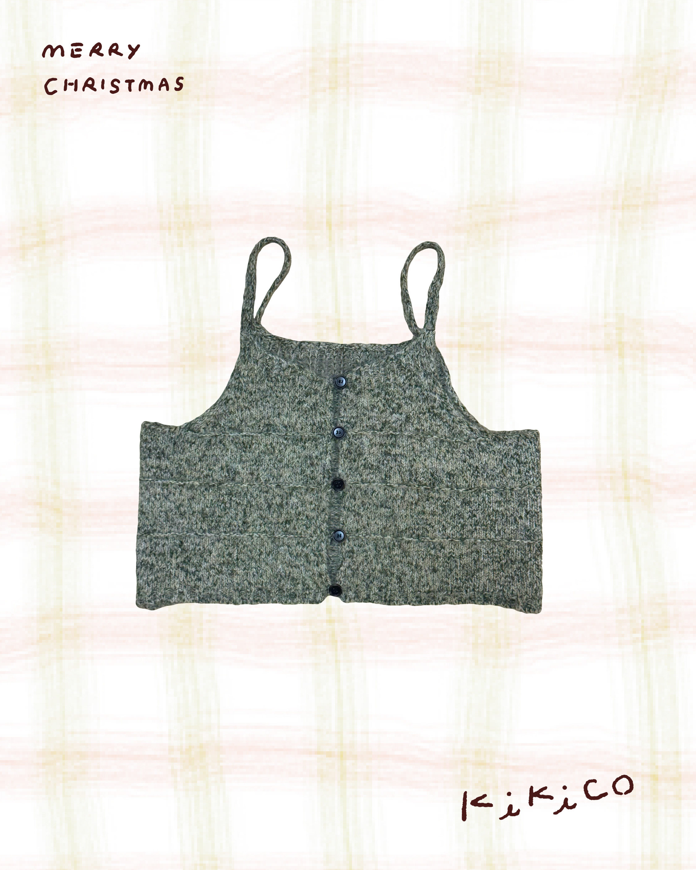 混色毛冷吊帶背心外搭