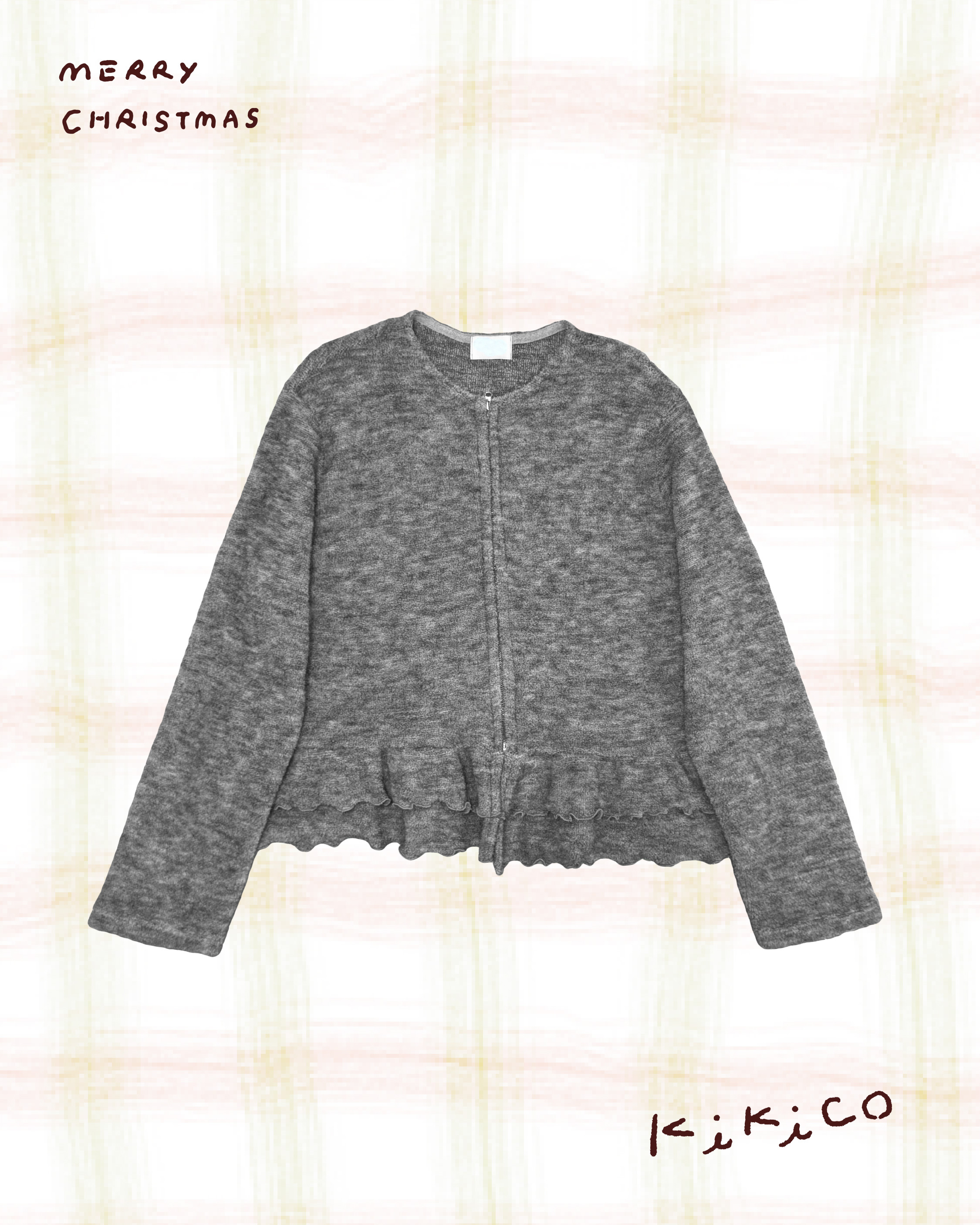 粒粒毛巾料雙層木耳底拉鍊外套