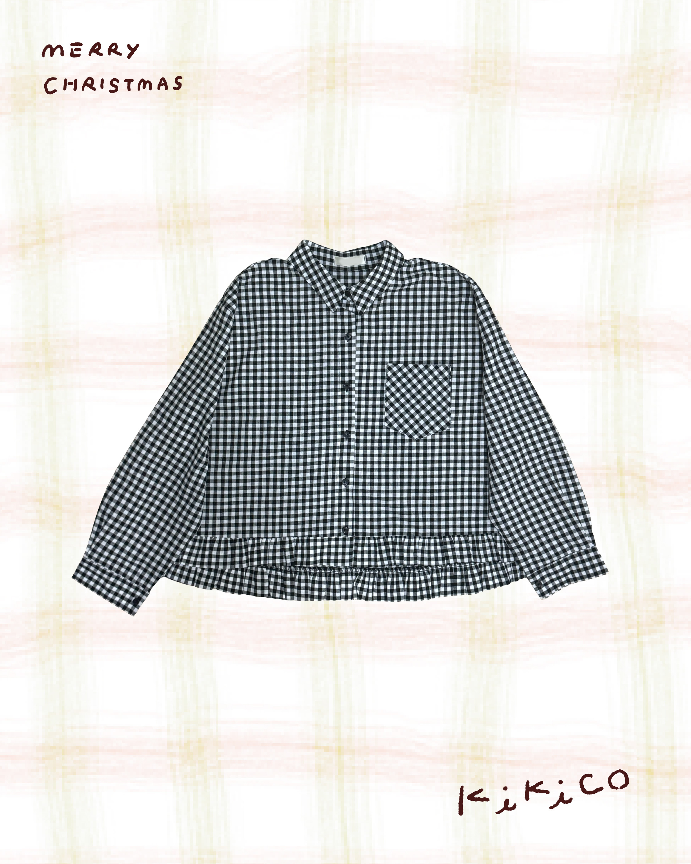 尖領傘形口袋花邊恤衫