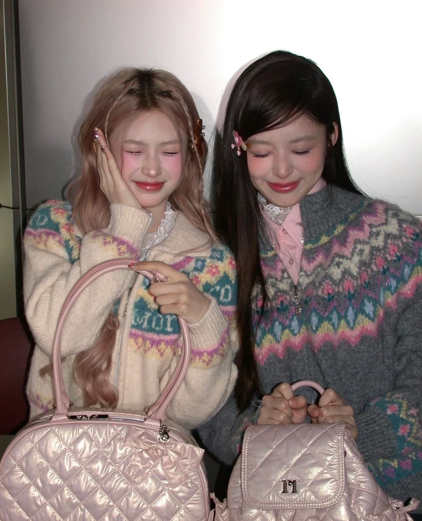 費爾島風雙開拉鍊翻領毛衣