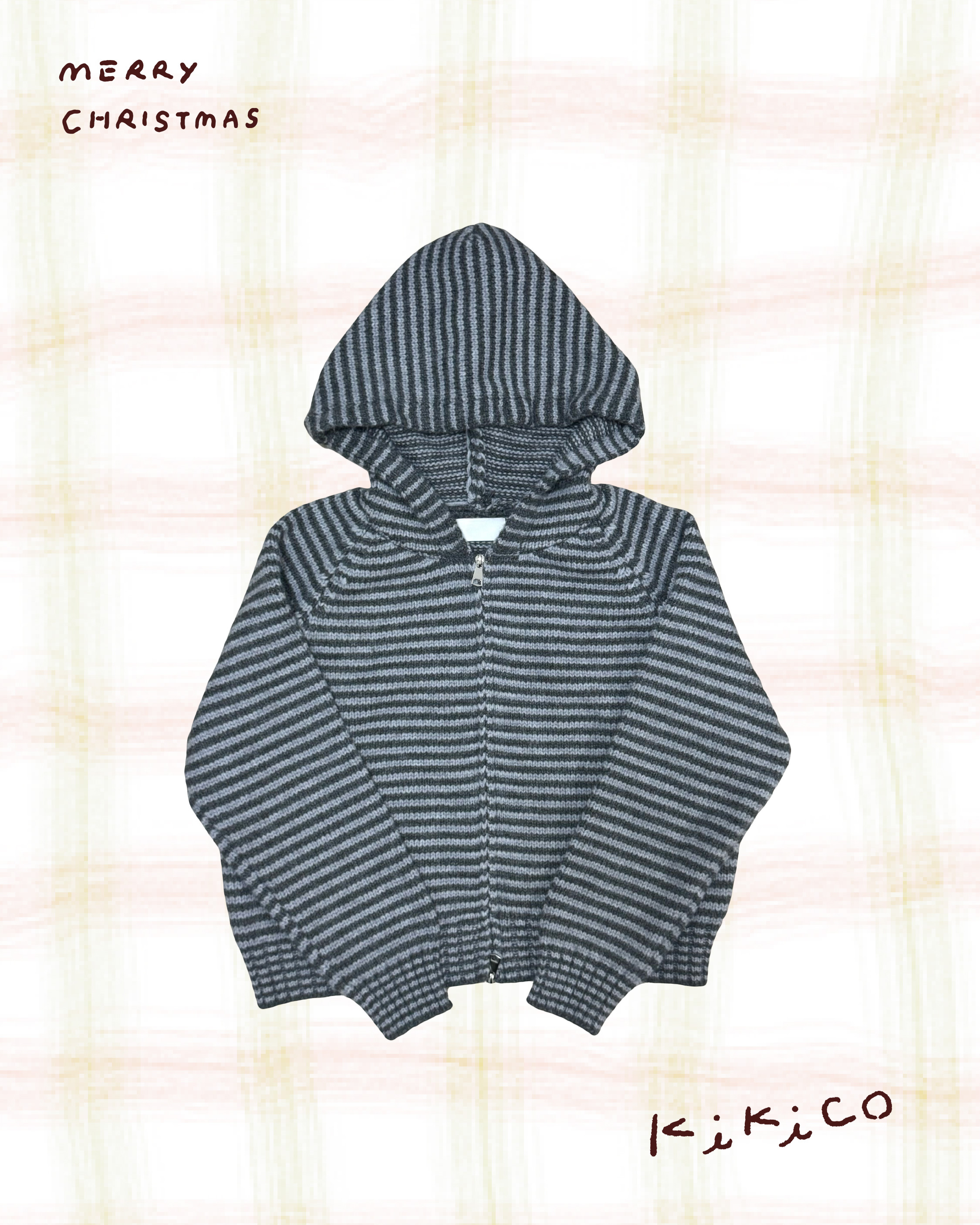 必買！靚色勾冷針織橫間有帽外套