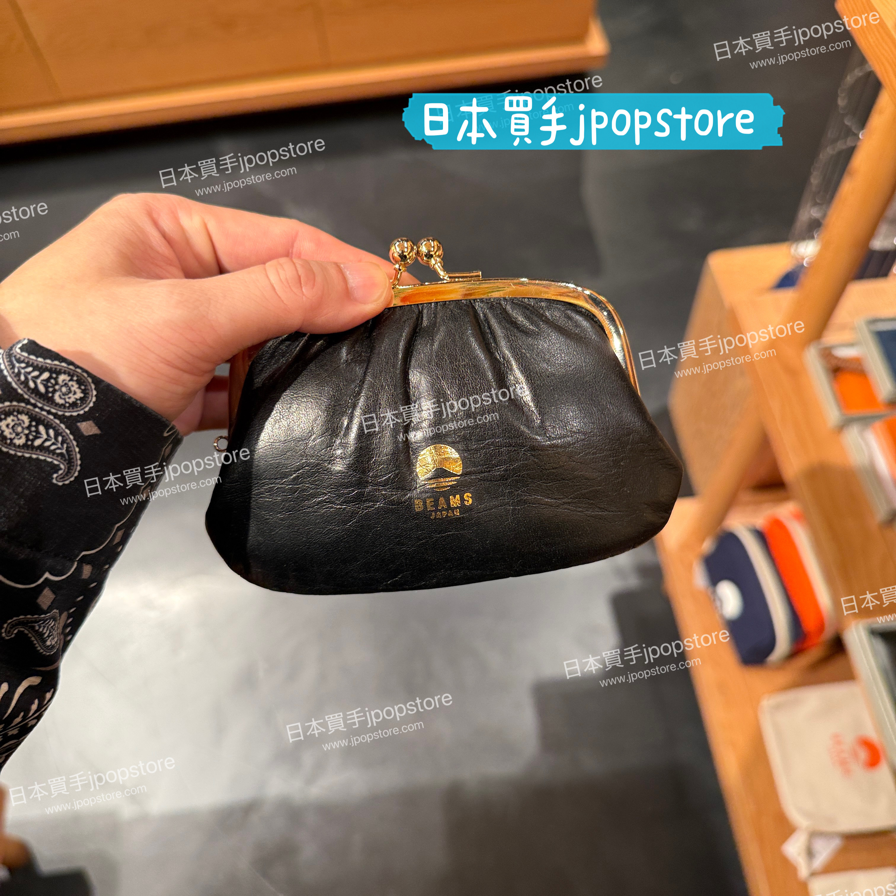 BEAMS JAPAN 別注 松野屋 牛革親子がま口錢包