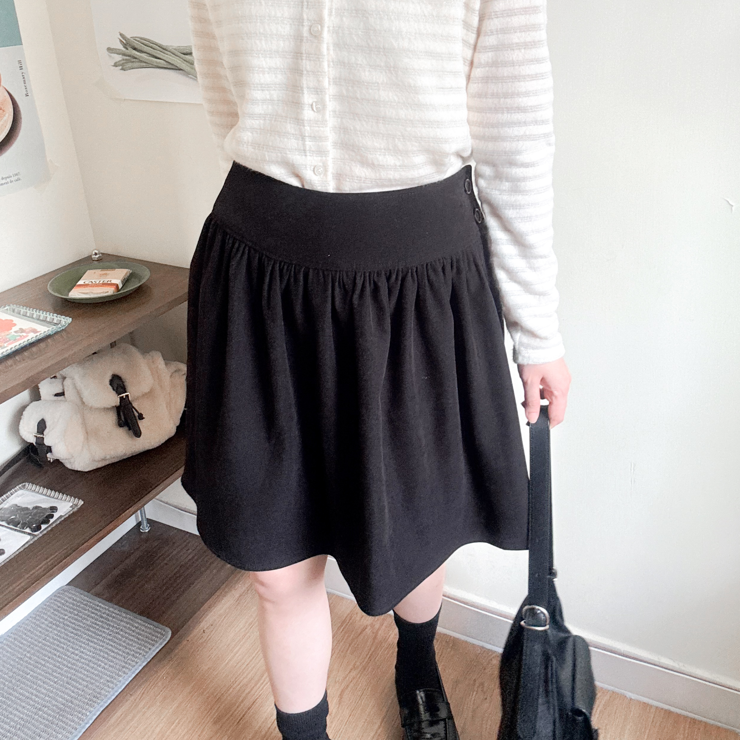 側釦低腰娃娃裙