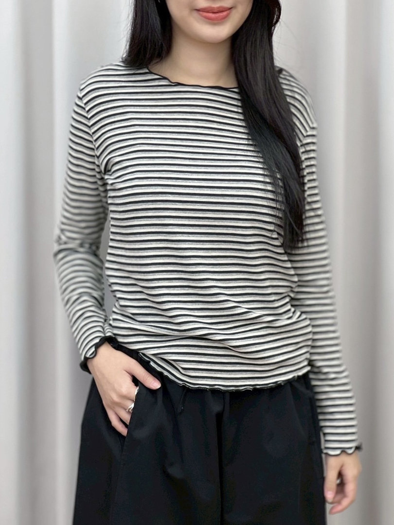 單穿也好看★磨毛條紋極度舒適百搭長袖T