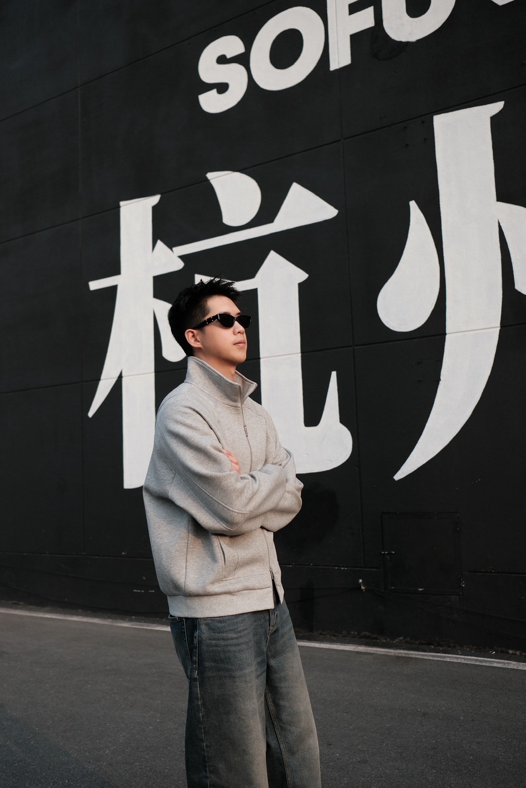 短版雙拉鍊立領棉外套