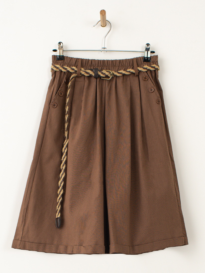 鈕扣棉麻六分寬褲(附編織腰帶)