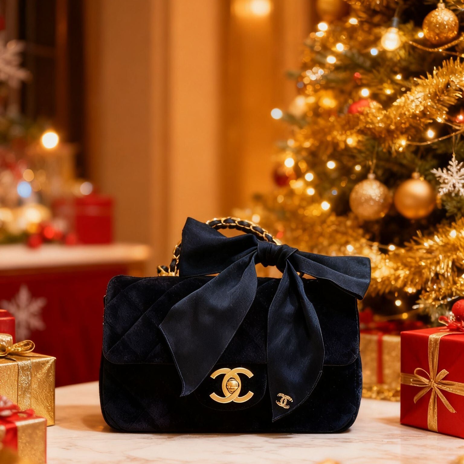 Chanel 25K絲絨蝴蝶結包