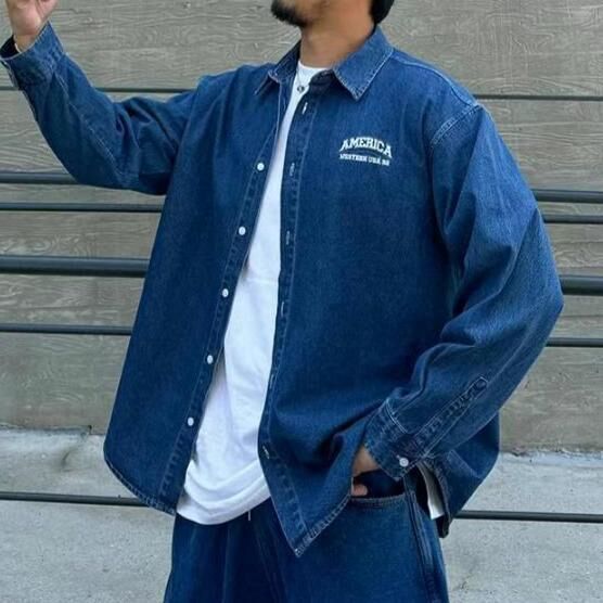 英文字長袖牛仔恤衫 TAC-0305S