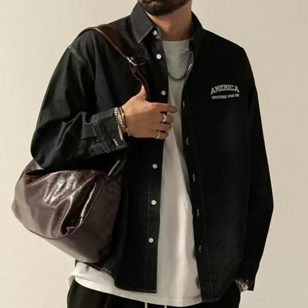 英文字長袖牛仔恤衫 TAC-0305S