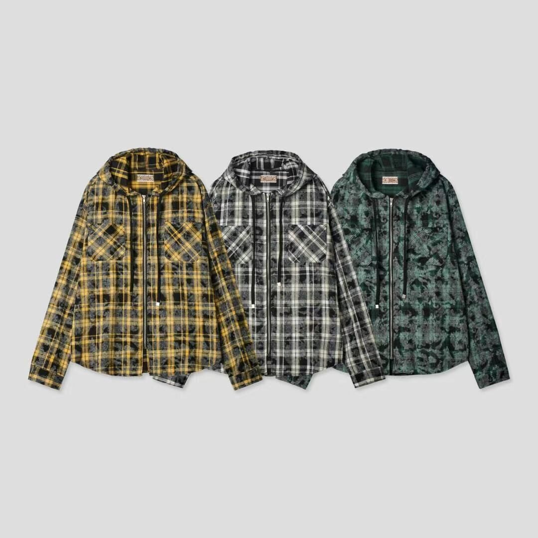 格仔連帽拉鍊外套 TAC-0307S