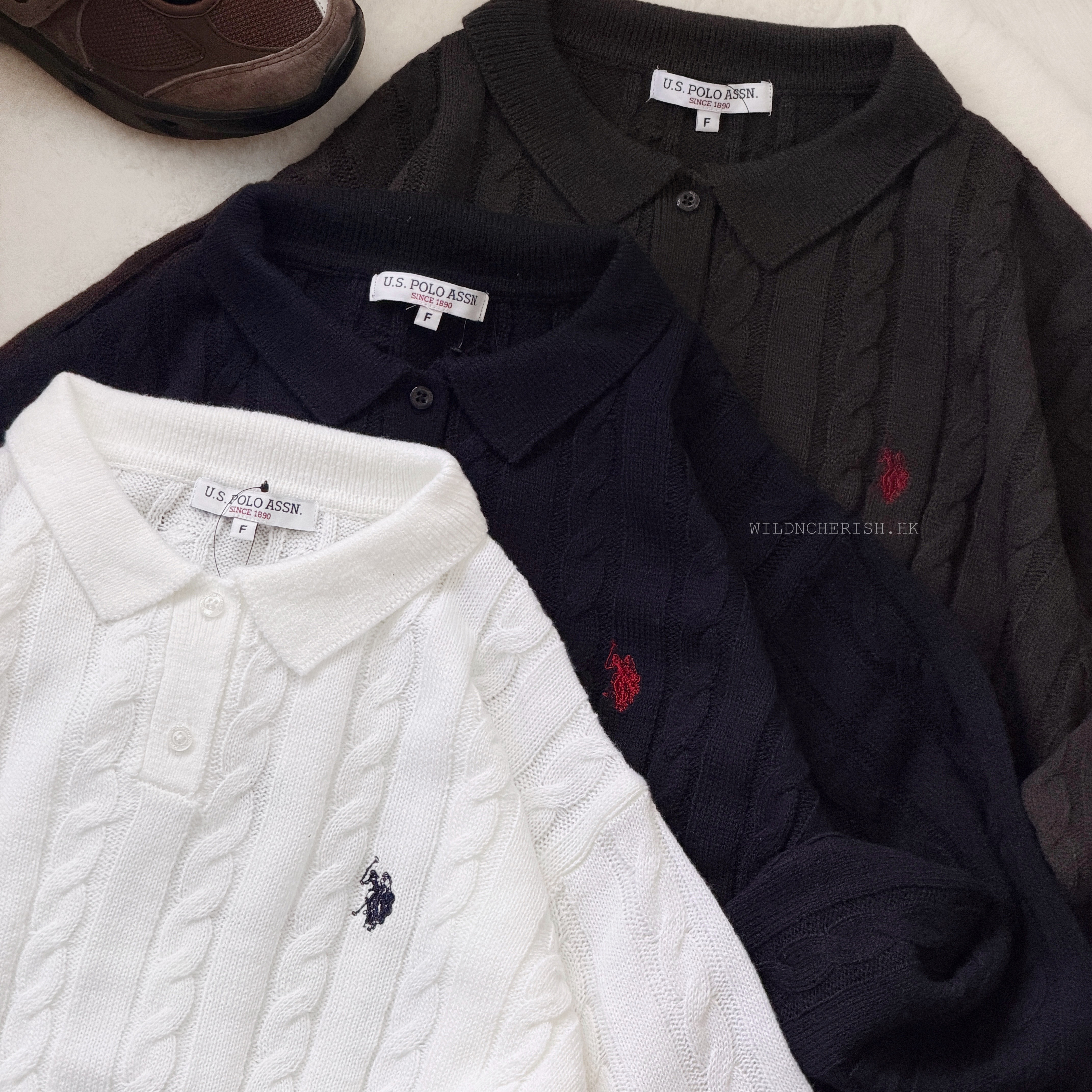 現貨 | U.S. POLO ASSN. Cable Knit Polo Pullover 女裝 麻花針織