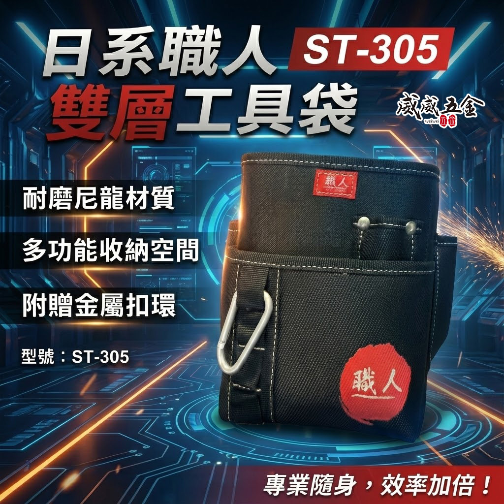 匠 職人隨機｜日版二層工具袋 日式釘袋 工具腰袋 工具袋 零件包 工作包 鉗套 收納包 釘阿袋｜ST-305