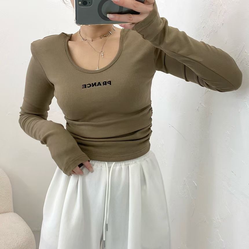 墊肩抓褶短PRANCE上衣