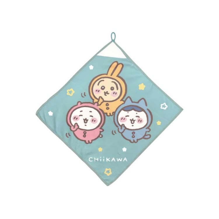 吉伊卡哇 Chiikawa 擦手巾 方巾 睡衣派對 綠色 35x35cm