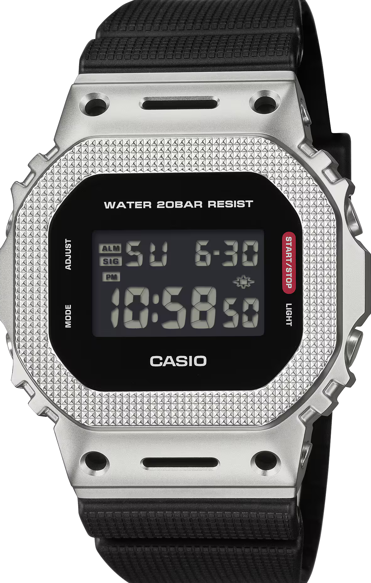 萬年鐘錶 - G-SHOCK  經典復古潮流不鏽鋼金屬系列電子錶 GM-5600M-1 錶徑 : 43.2 mm