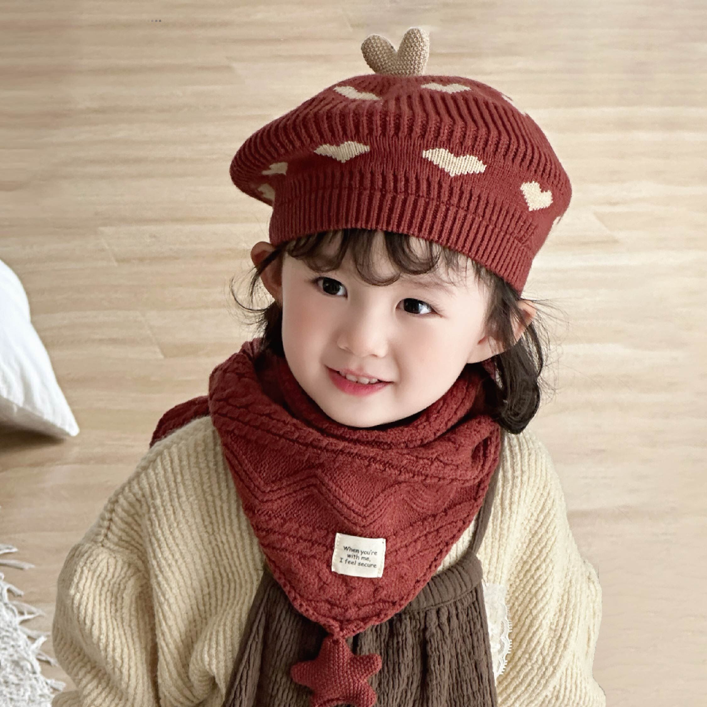 【JA1560】愛心針織貝雷帽＊二色