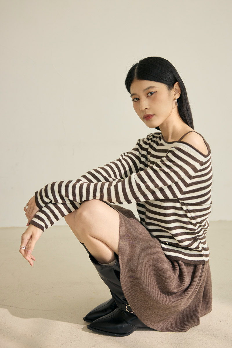 立體壓褶針織短裙