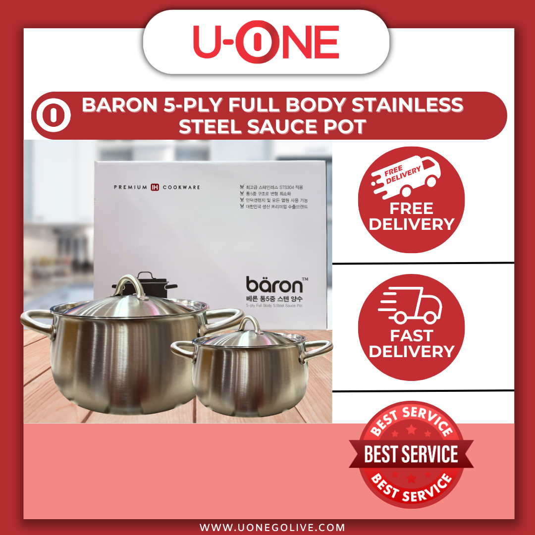 U-ONE | Korea | Baron | Kitchen Ware | 5-Ply Full Body Stainless Steel Sauce Pot | Cookware