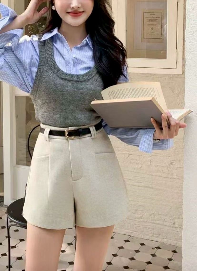 🇰🇷百搭簡約｜挺版皮帶西裝短褲