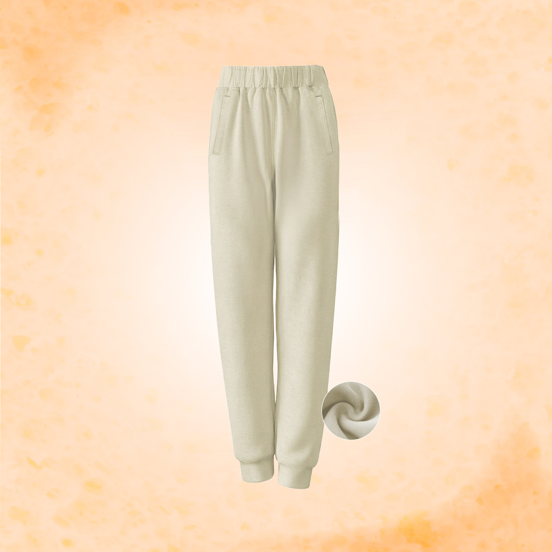 中性拉鍊暖豆腐褲-杏色