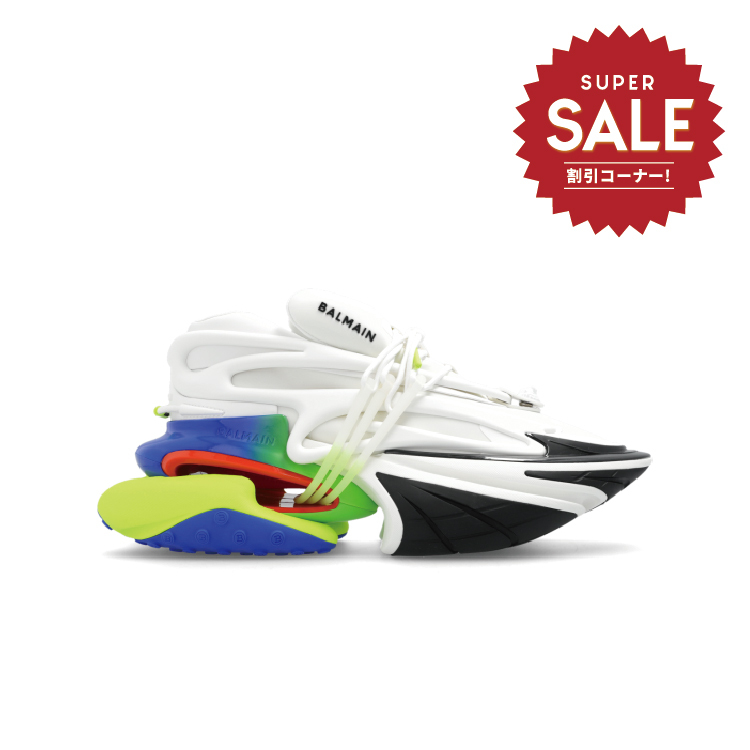 【 BALMAIN UNICORN COLOUR-BLOCK 皮革運動鞋 - 白藍 】