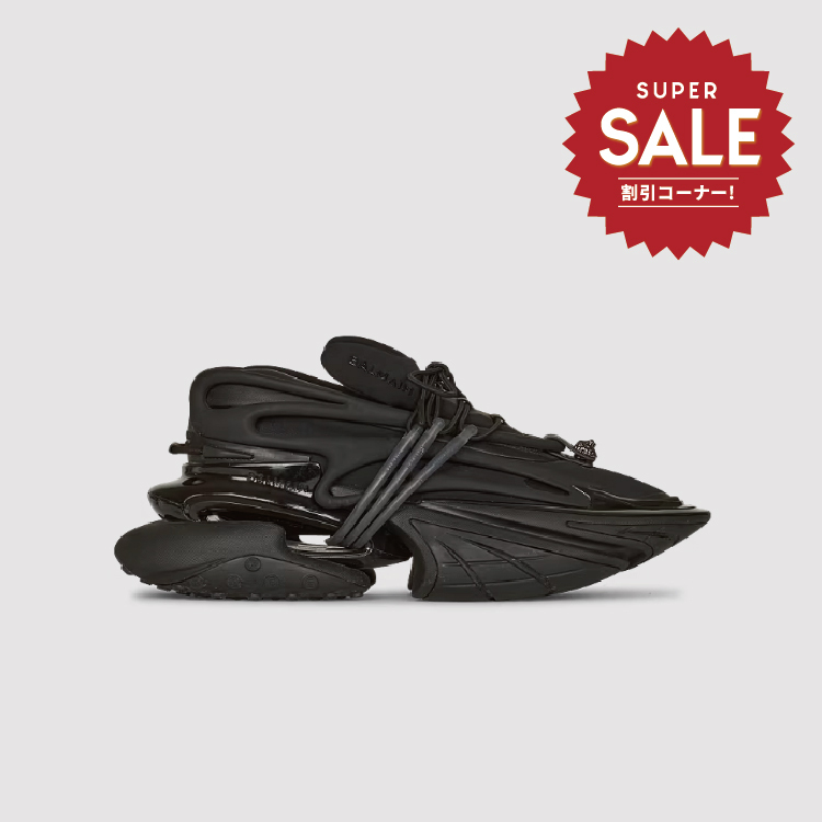 【 BALMAIN UNICORN LACE-UP 皮革運動鞋 - 全黑 】