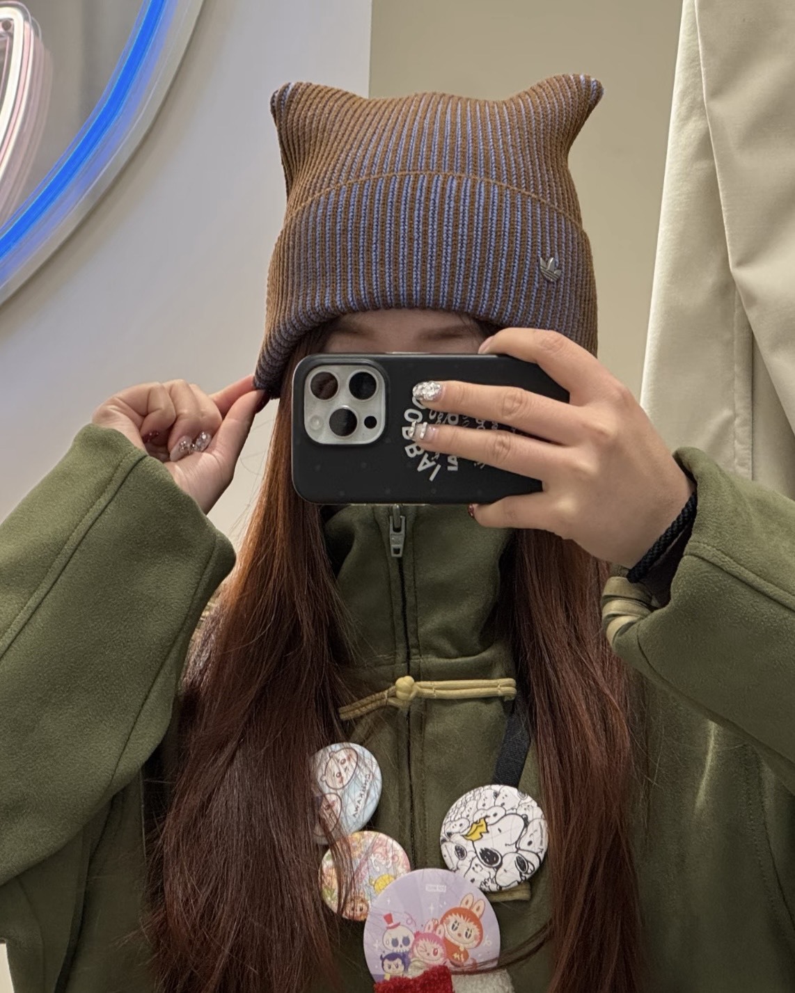 <新款折扣> ADIDAS 小logo針織貓耳帽