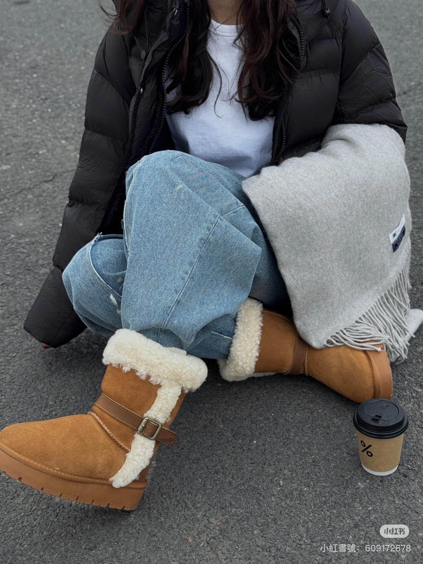 6625 韓國真皮羊羔毛翻毛暖暖雪靴