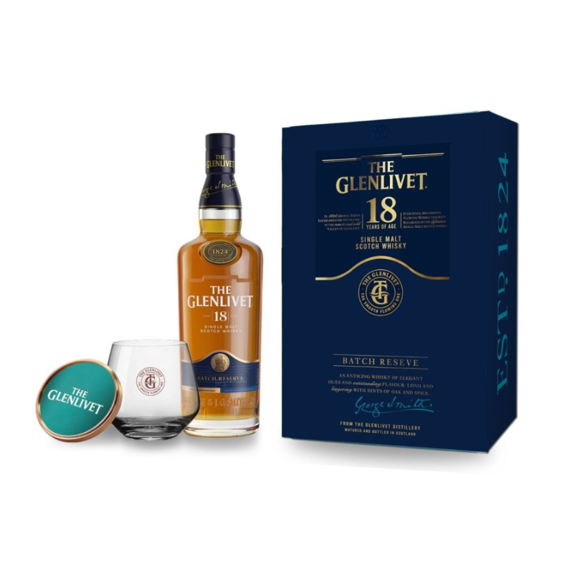 蘇格蘭 格蘭利威18年三桶威士忌700ml 連杯禮盒套裝 [4891347996127]