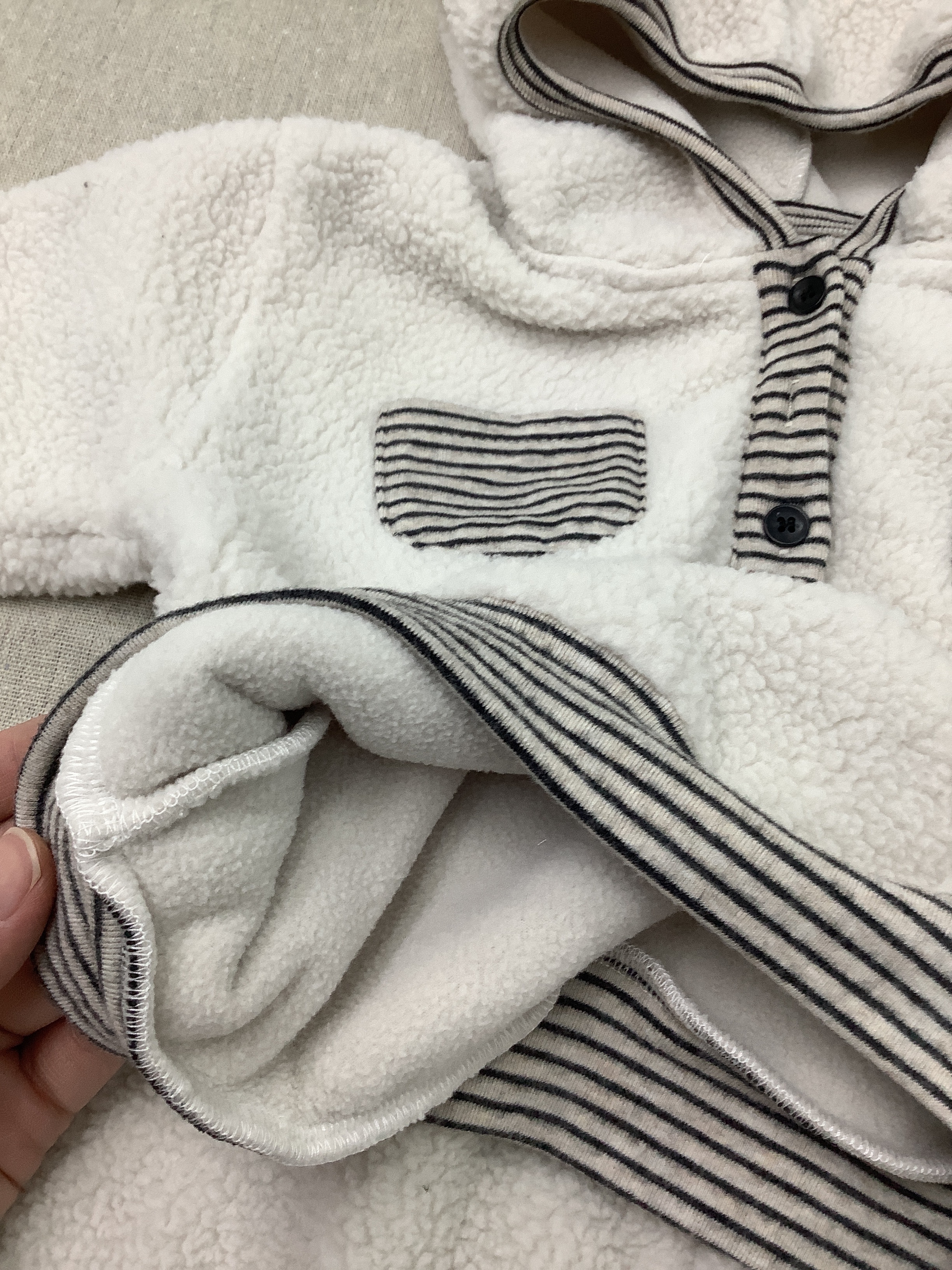 A03713拼接條紋毛毛套裝