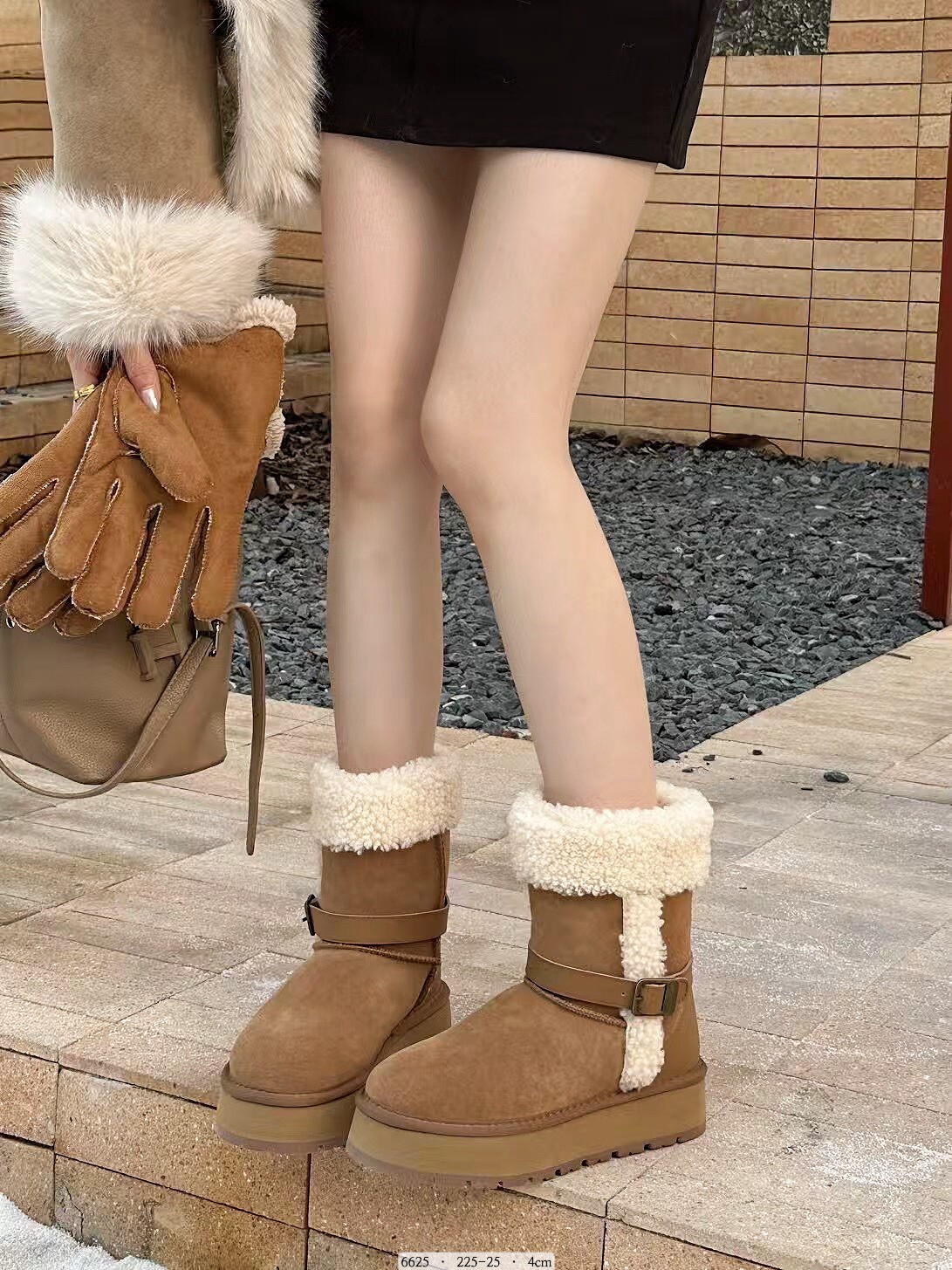6625 韓國真皮羊羔毛翻毛暖暖雪靴