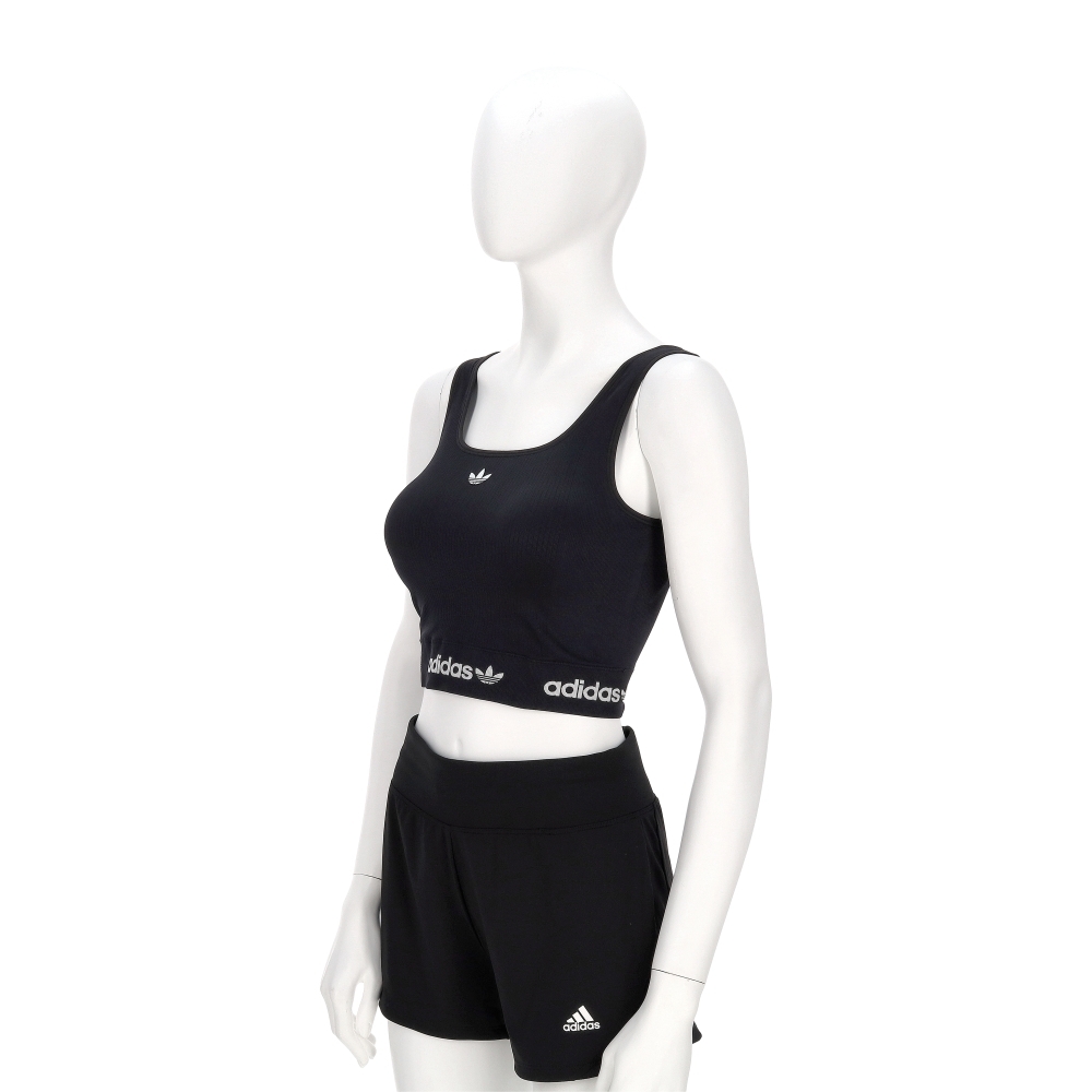 Adidas Waistband Tank 女款 黑色 短版 修身 加襯 運動 休閒 無袖 背心 KB6420