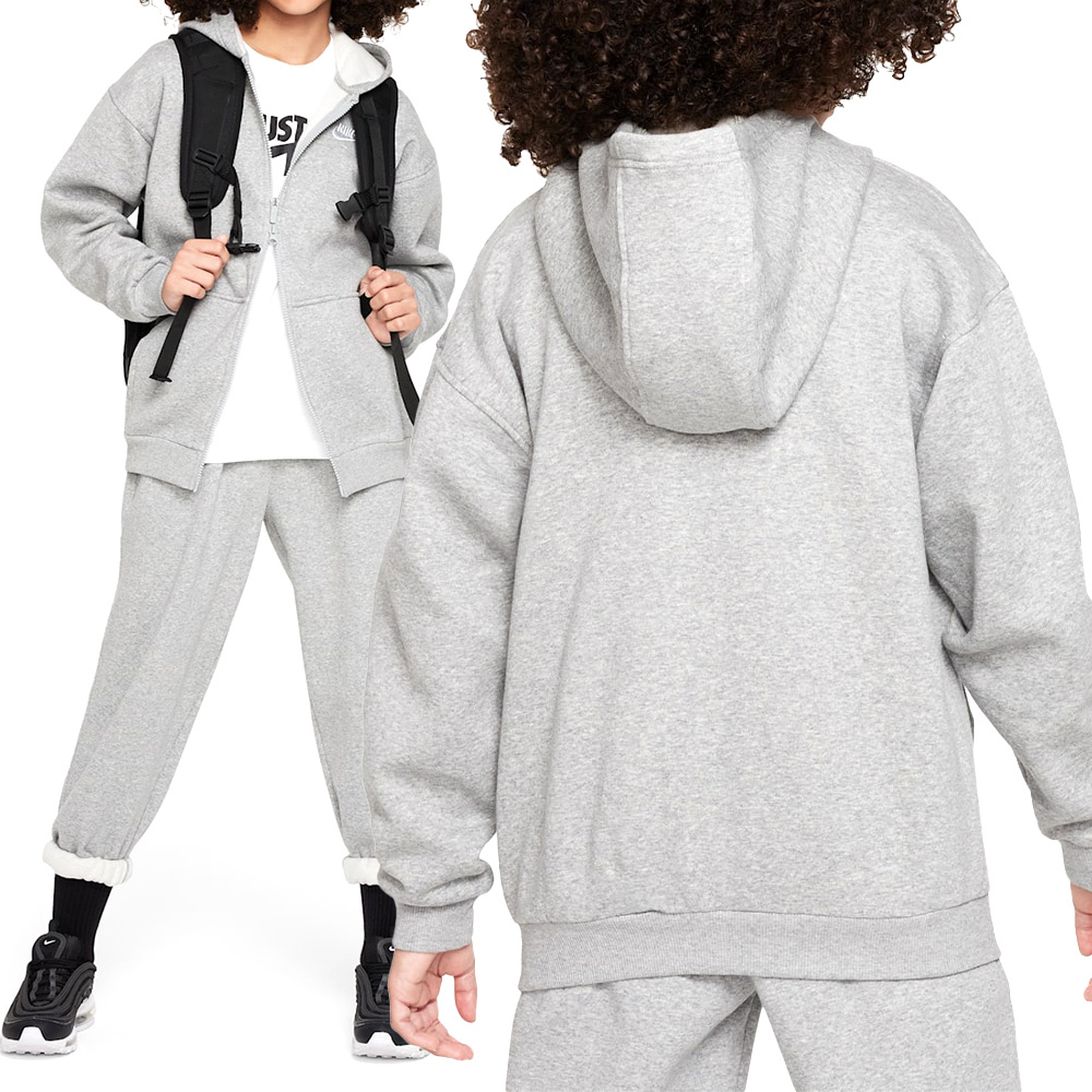 Nike Club FLC OVRSZD FZ LBR 大童 灰白色 寬鬆 運動 連帽 外套 FD2931-063