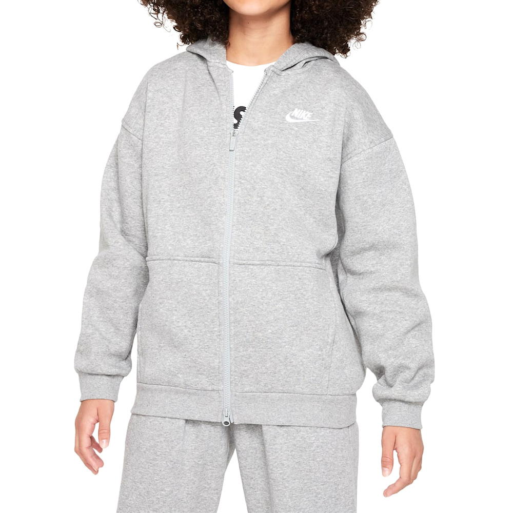 Nike Club FLC OVRSZD FZ LBR 大童 灰白色 寬鬆 運動 連帽 外套 FD2931-063