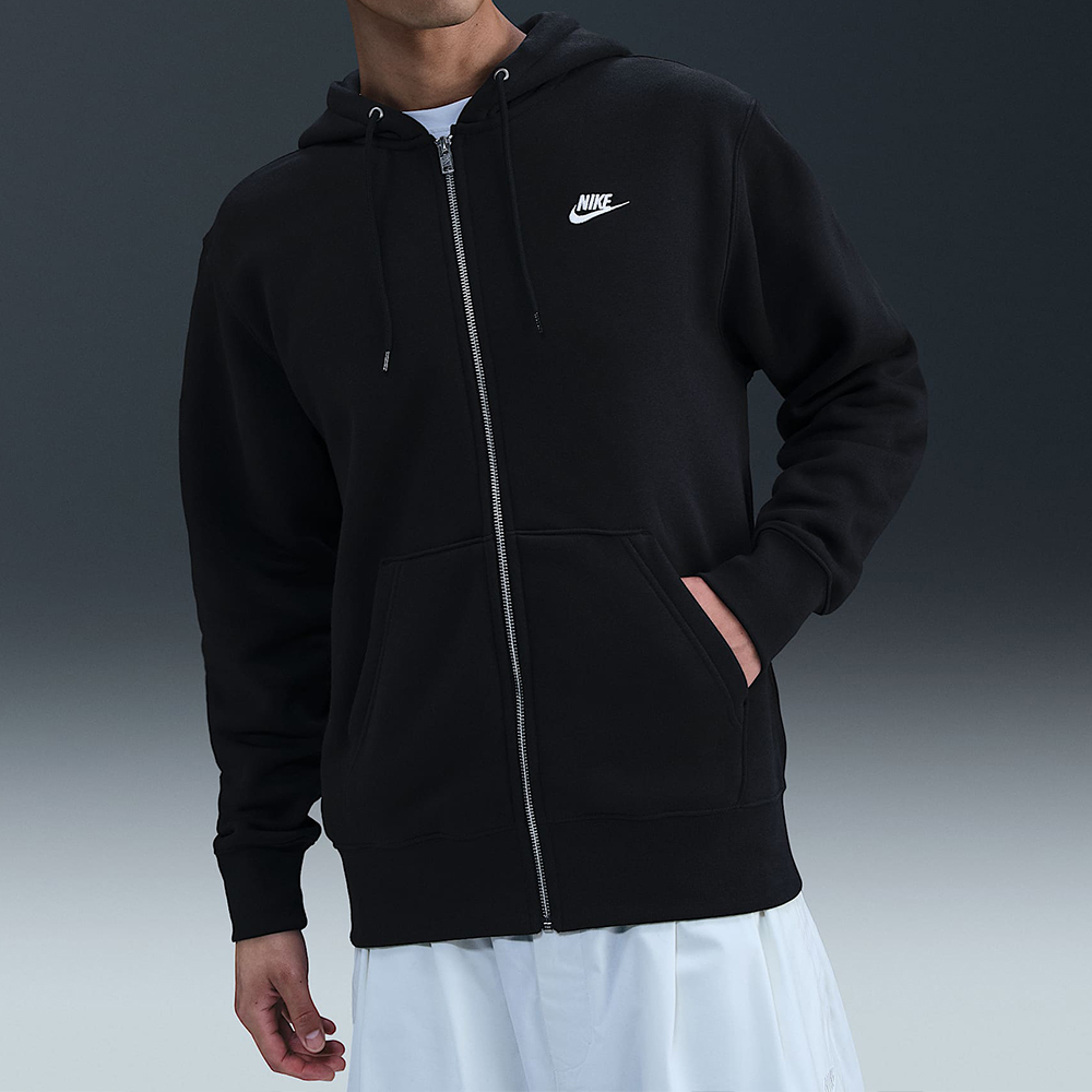 Nike Club BB FZ Hoodie 男款 黑色 運動 連帽 抓絨 拉鍊 口袋 外套 FN3862-010