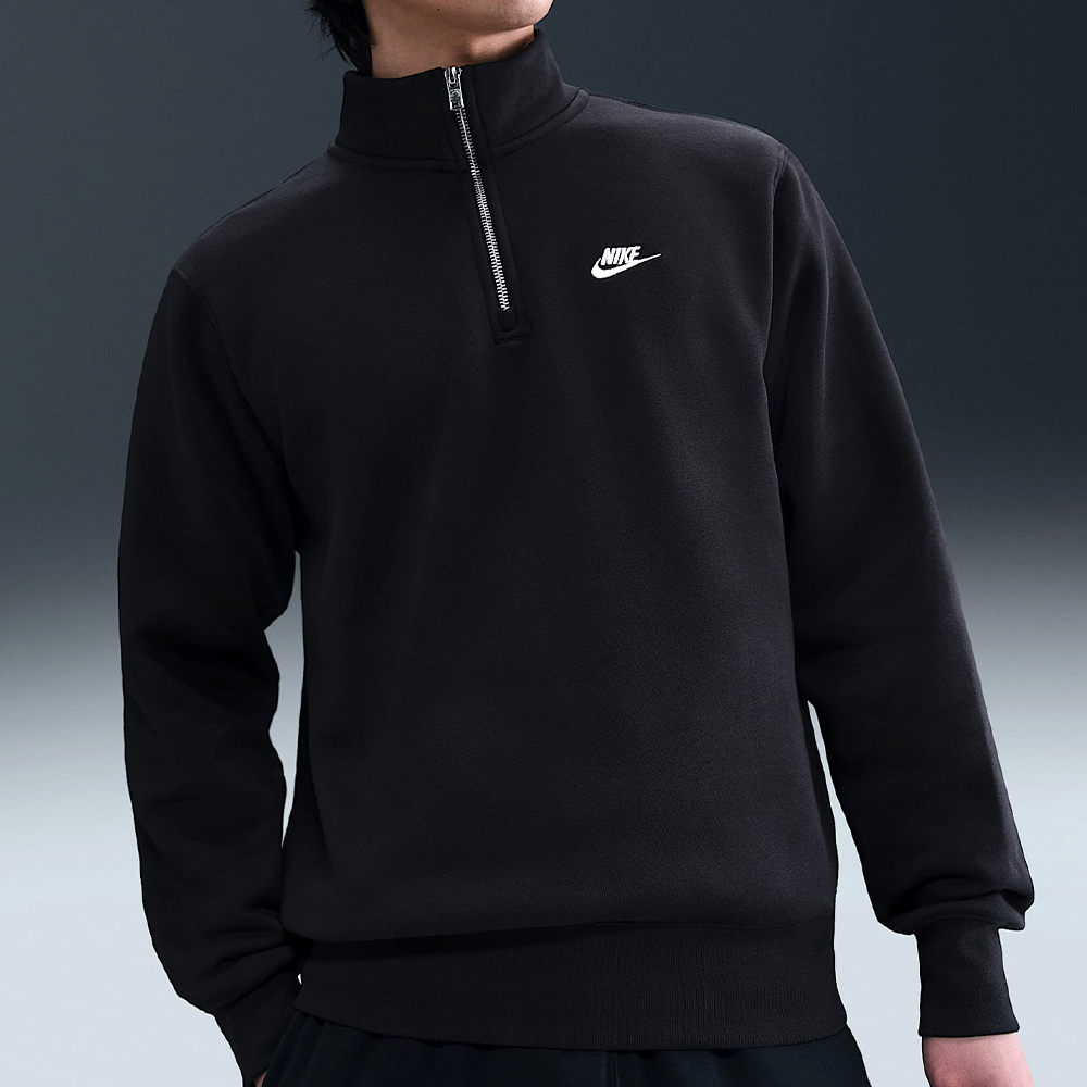 Nike Club BB HZ Top 男款 黑色 立領 鋪棉 上衣 長袖 FN3865-010