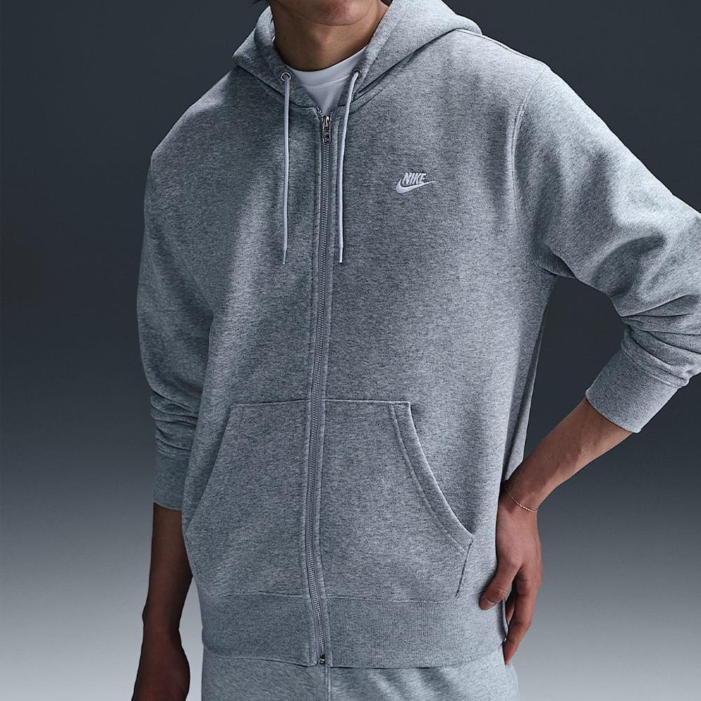 Nike Club BB FZ Hoodie 男款 灰色 運動 連帽 抓絨 拉鍊 口袋 外套 FN3862-063