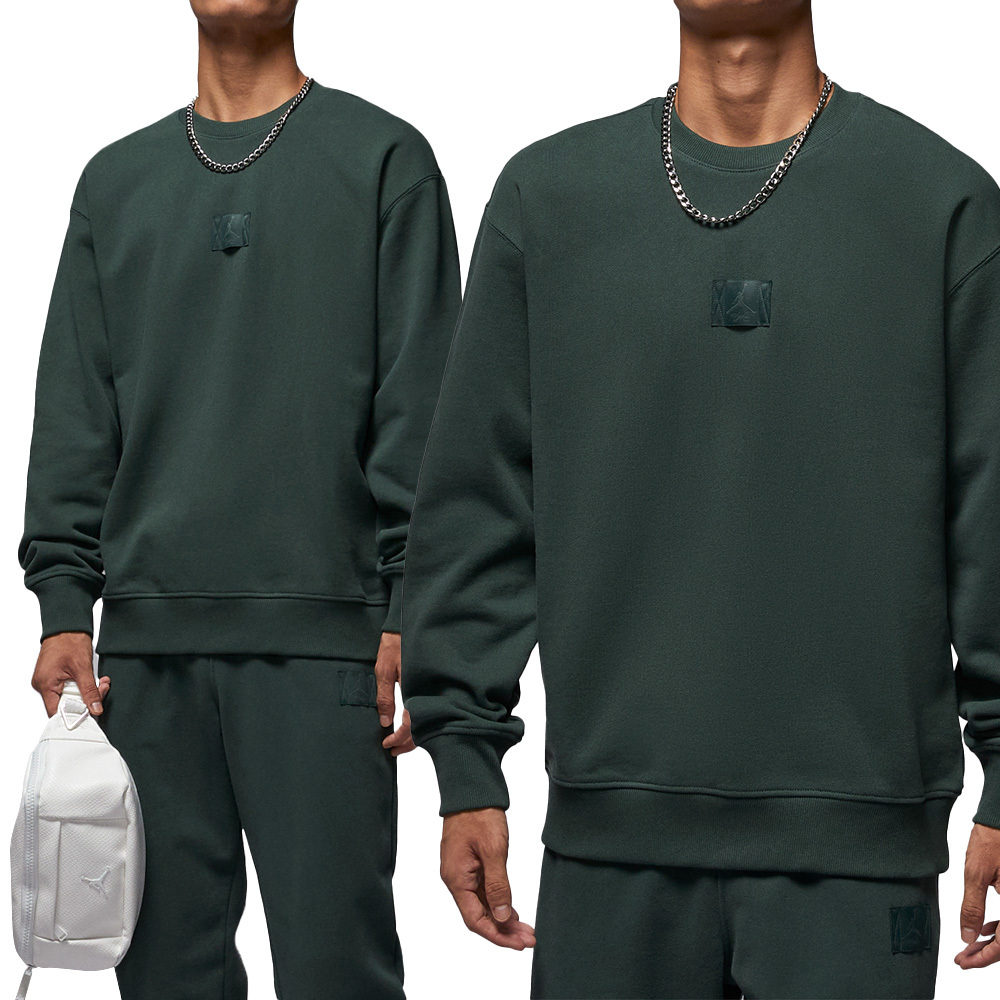 Nike J Flt Flc Crew 男款 綠色 圓領 磨毛 運動 休閒 大學T 長袖 FV7260-316